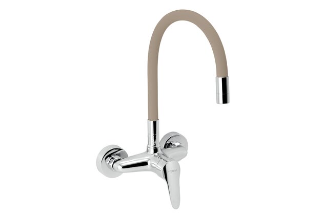 Baterie Novaservis Titania Iris New dřezová, 150 mm, s elastickým ramenem, béžová-chrom, 94480,0BE