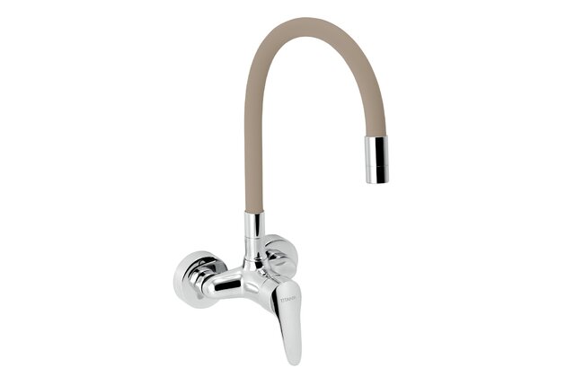Baterie Novaservis Titania Iris New dřezová, 100 mm, s elastickým ramenem, béžová-chrom, 94484,0BE