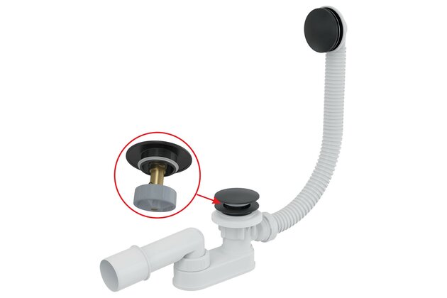 Sifon vanový Alcadrain černá-mat, CLICK/CLACK A507BLACK