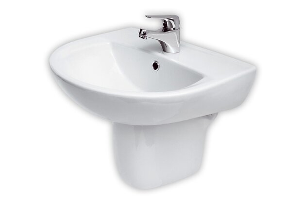 Umyvadlo Cersanit President 55, s otvorem, s přepadem, bílá, K08-007