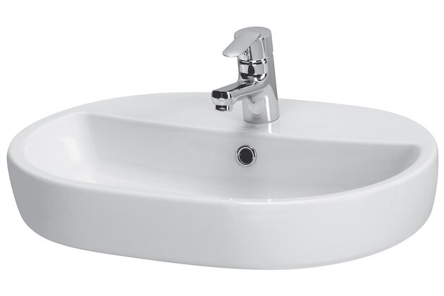 Umyvadlo Cersanit Caspia 60 na desku ovál, s otvorem, s přepadem, bílá, K11-0099