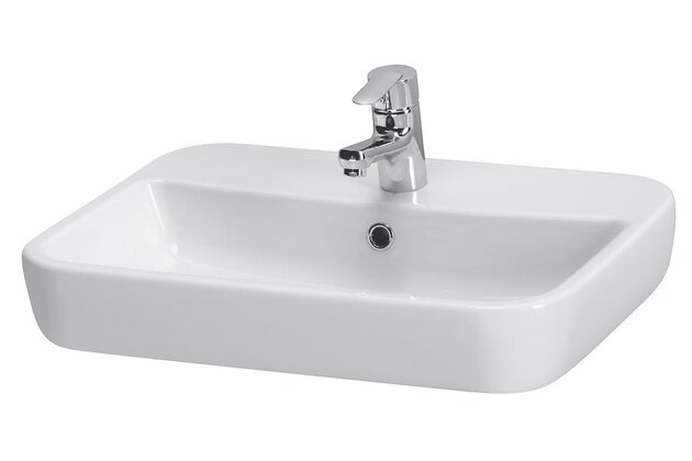 Umyvadlo Cersanit Caspia 60 na desku obdélník, s otvorem, s přepadem, bílá, K11-0095