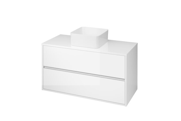 Crea 100 bílá skříňka s deskou, umyvadlo Crea na desku hranaté 35