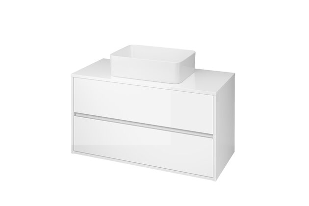 Nábytkový set Cersanit Crea 100, skříňka 100 s deskou bílá, umyvadlo Crea 50 na desku hranaté bílé