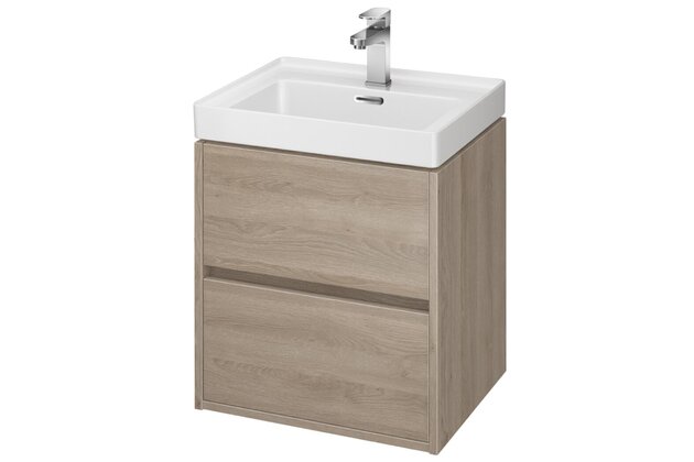 Nábytkový set Cersanit Crea 50, skříňka 50 pod umyvadlo dub, umyvadlo Crea 50 nábytkové bílé