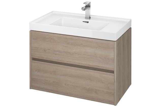 Nábytkový set Cersanit Crea 80, skříňka 80 pod umyvadlo dub, umyvadlo Crea 80 nábykové bílé