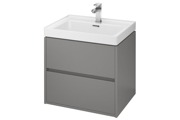 Nábytkový set Cersanit Crea 60, skříňka 60 pod umyvadlo šedá, umyvadlo Crea 60 nábytkové bílé