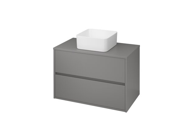 Crea 80 šedá skříňka s deskou, umyvadlo Crea na desku hranaté 35