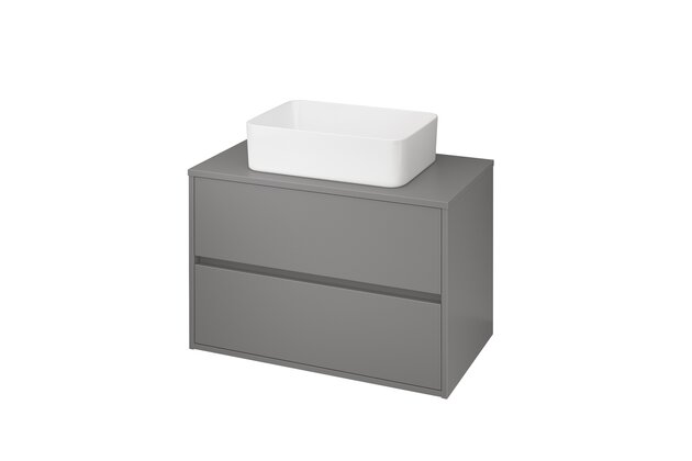 Nábytkový set Cersanit Crea 80, skříňka 80 s deskou šedá, umyvadlo Crea 50 na desku hranaté bílé