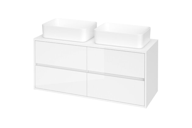 Nábytkový set Cersanit Crea 120, skříňka 120 s deskou bílá, umyvadlo Crea 50 na deskou hranaté bílé 2x