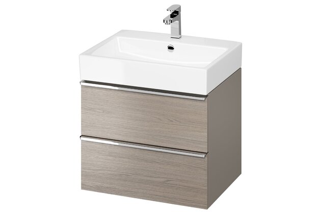 Nábytkový set Cersanit Virgo 60, skříňka 60 pod umyvadlo šedá, úchytky chrom, umyvadlo Virgo 60 nábytkové bílé