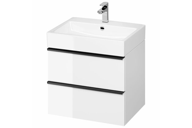 Nábytkový set Cersanit Virgo 60, skříňka 60 pod umyvadlo bílá, úchytky černé, umyvadlo Virgo 60 nábyttkové bílé