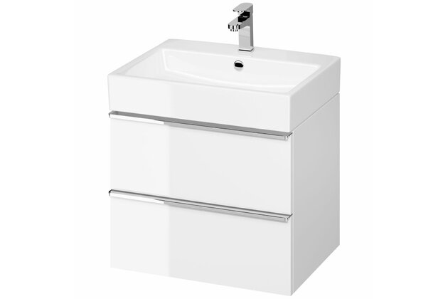 Nábytkový set Cersanit Virgo 60, skříňka 60 pod umyvadlo bílá, úchytky chrom, umyvadlo Virgo 60 nábytkové bílé