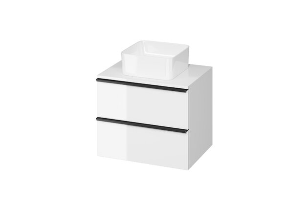 Skříňka Cersanit Virgo 60 s deskou bílá černá úchytka, S522-019