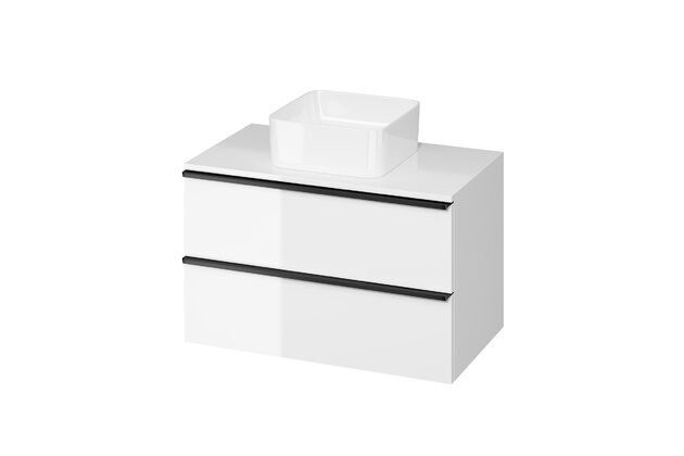 Skříňka Cersanit Virgo 80 s deskou bílá černá úchytka, S522-027