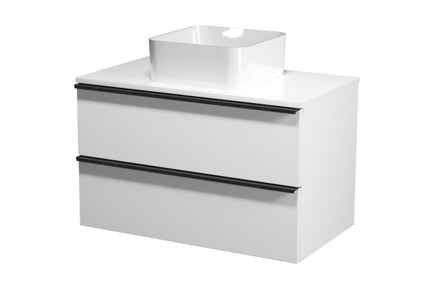 Virgo 80 bílá skříňka úchyt chrom, umyvadlo Crea na desku hranaté 35