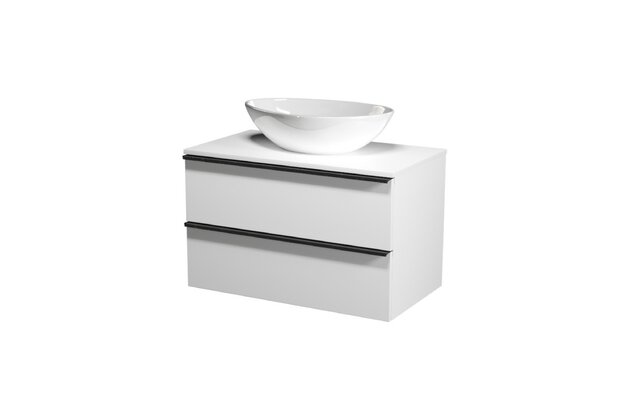 Nábytkový set Cersanit Virgo 80, skříňka 80 s deskou bílá, úchytky chrom, umyvadlo Moduo 50 na desku nepravidelné bílé