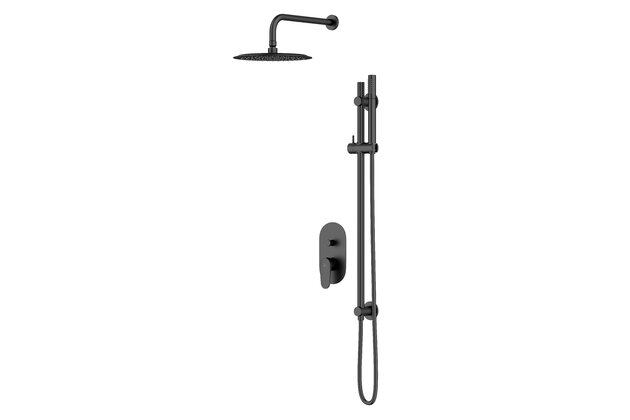 Sprchová souprava Cersanit Inverto vanová, sprchová, podomítková, 2 úchyty, černá zlatá set B261, S952‑006