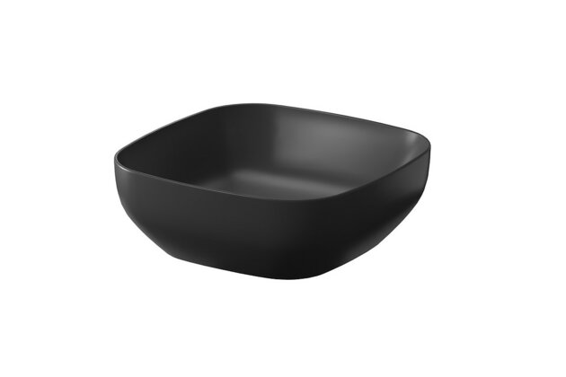 Umyvadlo Cersanit Larga 38 na desku čtverec, bez otvoru, bez přepadu, antracitová mat, K677-012