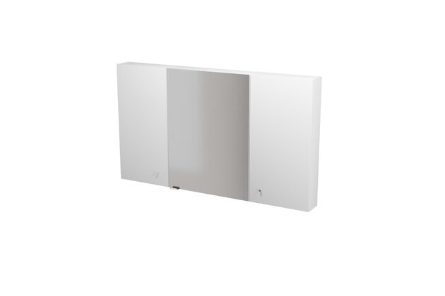 Nábytkový set Cersanit Larga 140, skříňka 60 zrcadlová závěsná bílá, skříňka 40 závěsná horní s dvířky bílá 2x, úchytky chrom