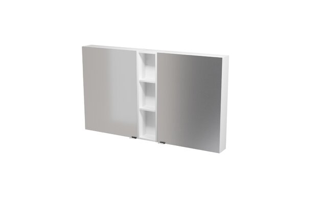 Nábytkový set Cersanit Larga 140, skříňka 60 zrcadlová závěsná bílá 2x, skříňka 20 závěsná horní otevřená bílá