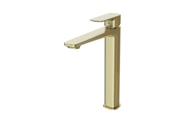 Baterie Cersanit Larga umyvadlová stojánková vysoká, s příslušenstvím, bez výpusti, zlatá mat, S951-393