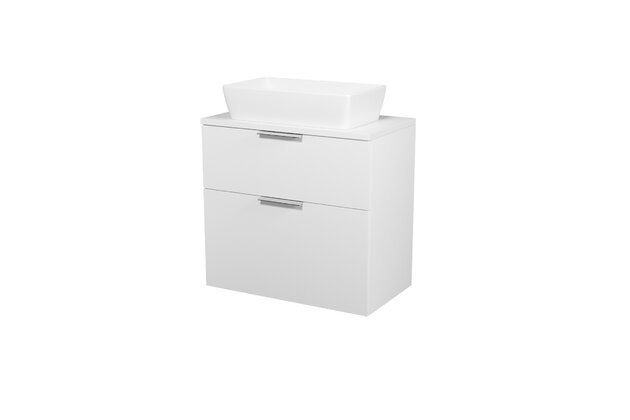 Nábytkový set Cersanit City 80, skříňka 80 bílá, deska 80 horní bílá, umyvadlo City 60 na desku obdélníkové bílé,úchytky chrom