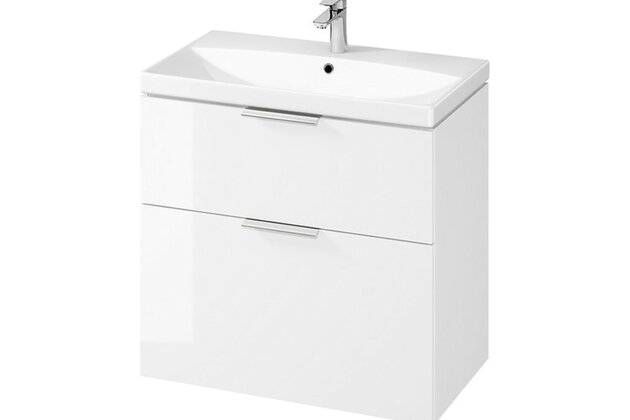 Skříňka Cersanit City 80 pod desku nebo umyvadlo bílá, úchytky chrom