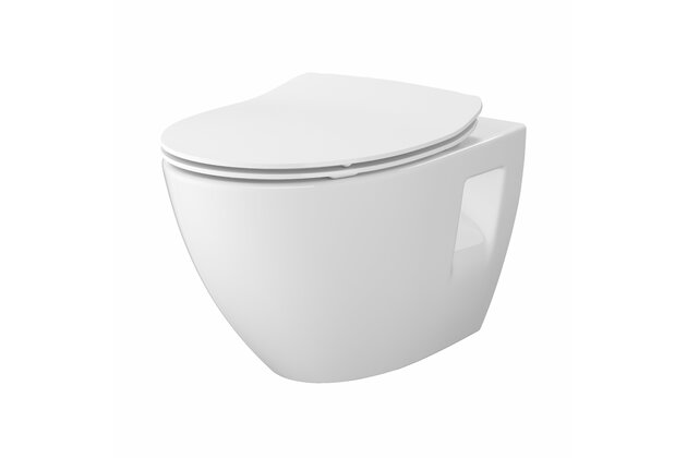 WC mísa Cersanit Moduo Plus  závěsná bílá oválná sedátko slim, duroplast set B904, S701-724
