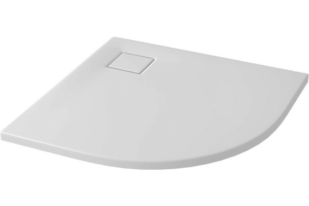 Sprchová vanička Cersanit Tako Slim 90x90x4 bílá matná čtvrtkruhová R55 sifon set B449, S932‑156