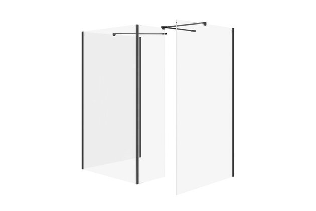Sprchový kout Cersanit Mille 90x90x90x30x200 walk-in pohyblivá stěna černý set B809, S601-196