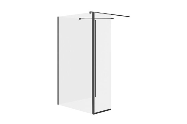 Sprchový kout Cersanit Mille 90x100x30x200 walk-in pohyblivá stěna černý set B801, S601-188