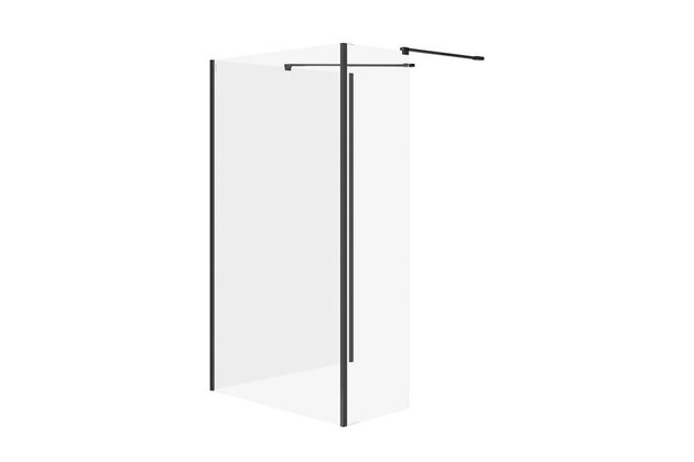Sprchový kout Cersanit Mille 90x100x30x200 walk-in pevná stěna černý set B799, S601-186