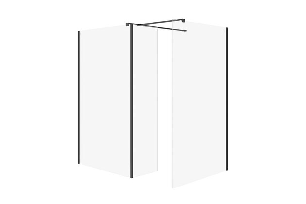 Sprchový kout Cersanit Mille 100x90x30x200 walk-in pevná stěna černý set B803, S601-190