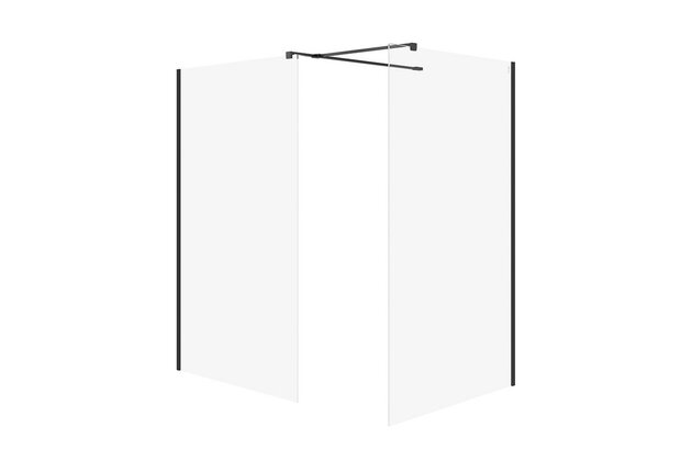 Sprchový kout Cersanit Mille 120x90x200 walk-in černý set B797, S601-184