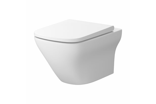 WC mísa Cersanit Larga závěsná bílá matná hranatá Clean On sedátko slim duroplast soft close easy off set B573, S701-609