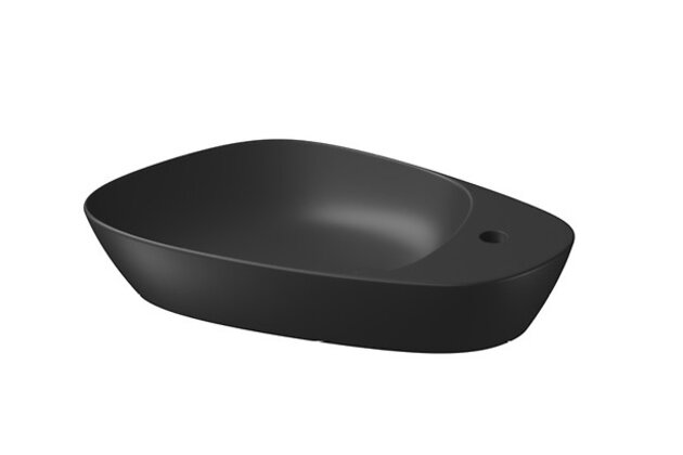 Umyvadlo Cersanit Kontra 60 na desku antracit mat nepravidelné s odkládacím prostorem s otvorem pro baterii, K682-016