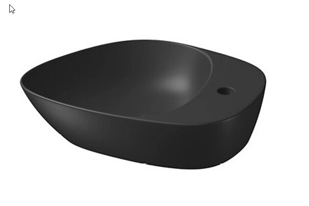 Umyvadlo Cersanit Kontra 48 na desku antracit mat nepravidelné s odkládacím prostorem s otvorem pro baterii, K682-020