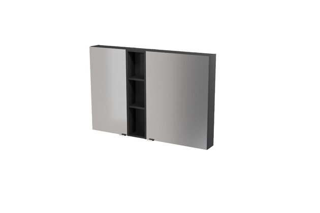 Nábytkový set Cersanit Larga 120, skříňka 60 zrcadlová závěsná antracitová, skříňka 40 zrcadlová závěsná antracitová, skříňka 20 závěsná horní otevřená antracitová