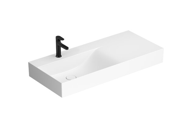 Umyvadlo Cersanit Kontra 100 závěsné bílé s odkládacím prostorem vpravo, K682-046
