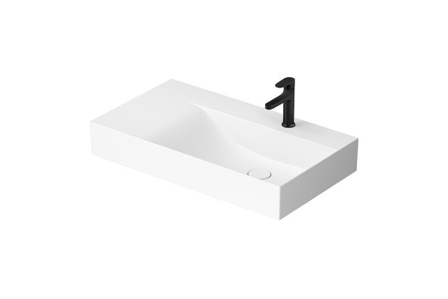 Umyvadlo Cersanit Kontra 80 závěsné bílé s odkládacím prostorem vlevo, K682-045