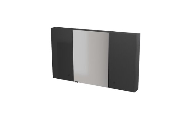 Nábytkový set Cersanit Larga 140, skříňka 60 zrcadlová závěsná antracitová, skříňka 40 závěsná horní s dvířky antracitová 2x, úchytky černá