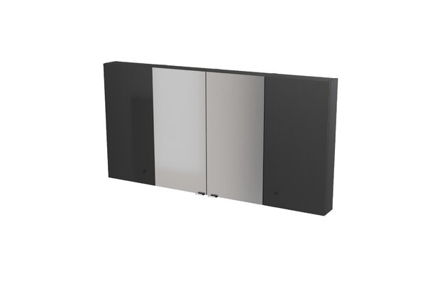 Nábytkový set Cersanit Larga 160, skříňka 40 zrcadlová závěsná antracitová 2x, skříňka 40 závěsná horní s dvířky antracitová 2x, úchytky černé