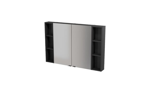 Nábytkový set Cersanit Larga 120, skříňka 40 zrcadlová závěsná antracitová, skříňka 40 zrcadlová závěsná antracitová; skříňka 20 závěsná horní otevřená antracitová 2x