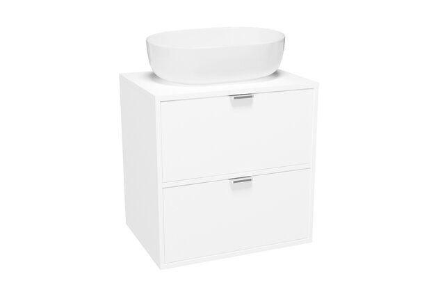 Nábytkový set Cersanit Atrato 60, skříňka 60 pod desku bílá, deska 60 bílá, umyvadlo Moduo 50 na desku oválné bílé