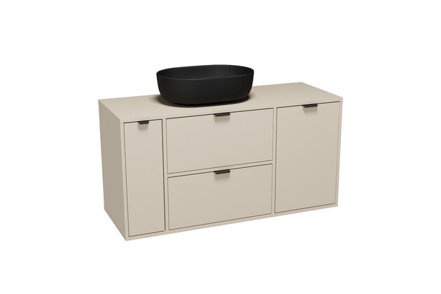 Nábytkový set Cersanit Atrato 120, skříňka 60 pod desku kašmír, skříňka 20 cargo pod desku kašmír, skříňka 40 s košem pod desku kašmír, deska 120 kašmír, umyvadlo Moduo 50 na desku oválné antracit