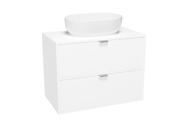 Nábytkový set Cersanit Atrato 80, skříňka 80 pod desku bílá, deska 80 bílá, umyvadlo Moduo 50 na desku oválné bílé