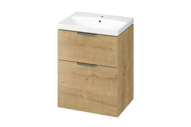 Skříňka Cersanit City 60 pod desku nebo umyvadlo dub, úchytky chrom