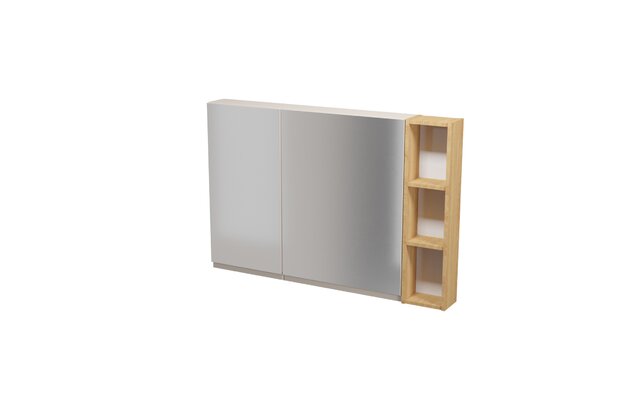 Nábytkový set Cersanit Moduo 120, skříňka 40 zrcadlová závěsná kašmír, skříňka 60 zrcadlová závěsná kašmír, skříňka 20 horní závěsná dub hikora
