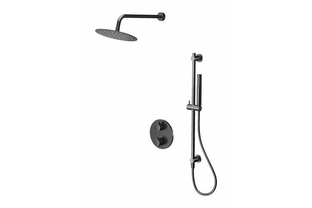 Baterie Cersanit Zen vanová/sprchová podomítková termostatická černá gun metal set B916, S952-046